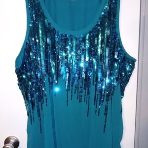 Lane Bryant teal tank with sequins